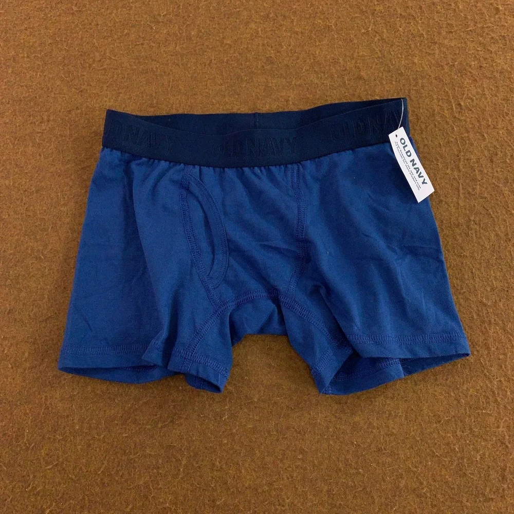 Old Navy Boys Medium Blue Gray 4 Pack Cotton Blend Boxer Briefs Underwear NWT